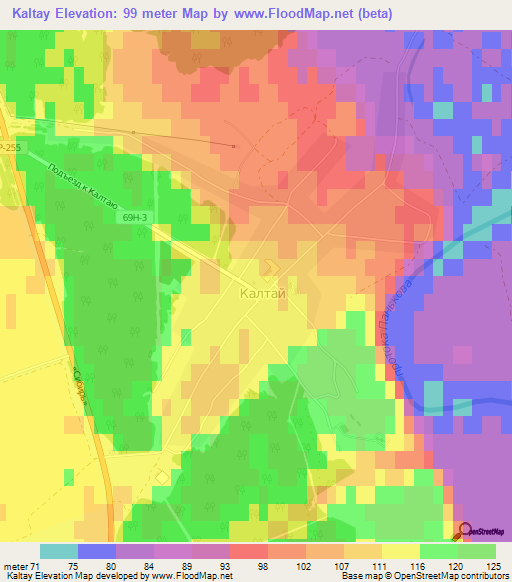 Kaltay,Russia Elevation Map