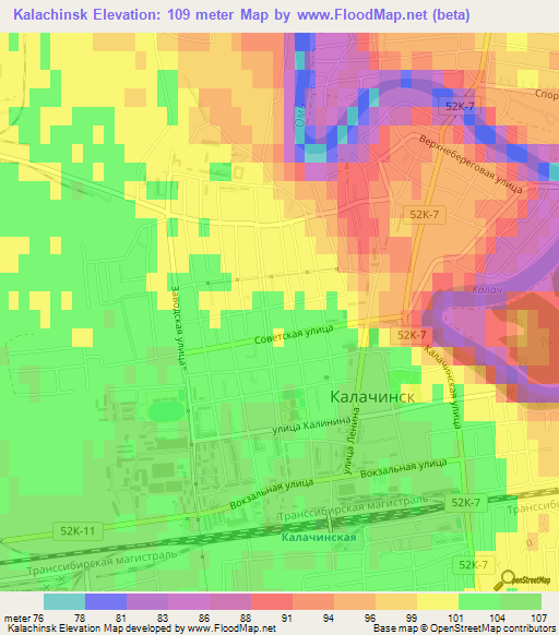 Kalachinsk,Russia Elevation Map