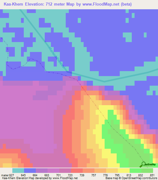 Kaa-Khem,Russia Elevation Map