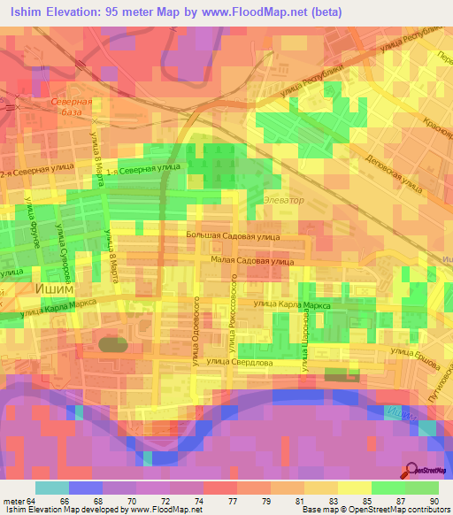 Ishim,Russia Elevation Map