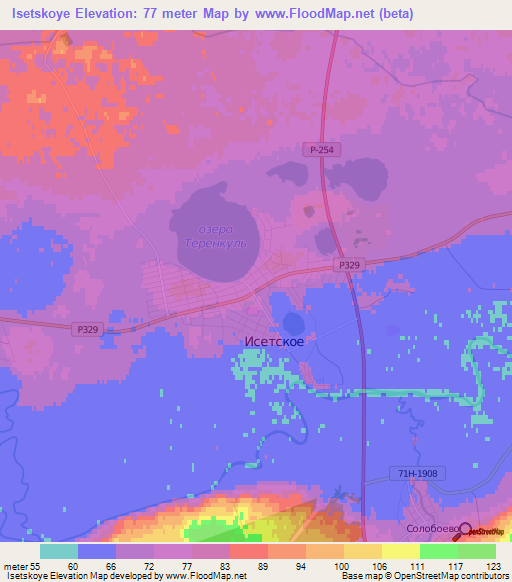 Isetskoye,Russia Elevation Map