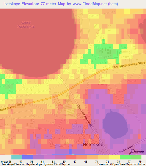 Isetskoye,Russia Elevation Map