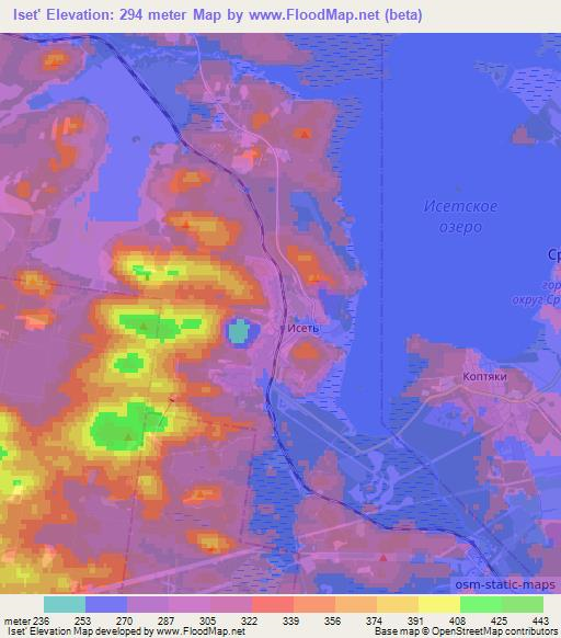 Iset',Russia Elevation Map