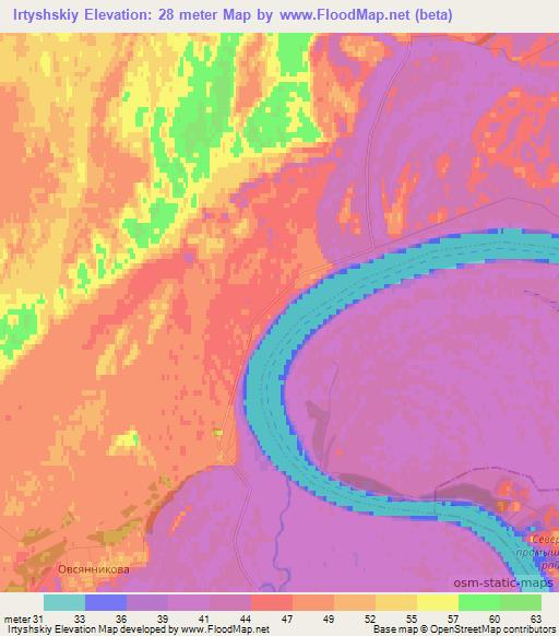 Irtyshskiy,Russia Elevation Map