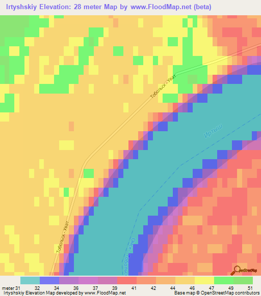 Irtyshskiy,Russia Elevation Map