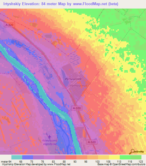 Irtyshskiy,Russia Elevation Map