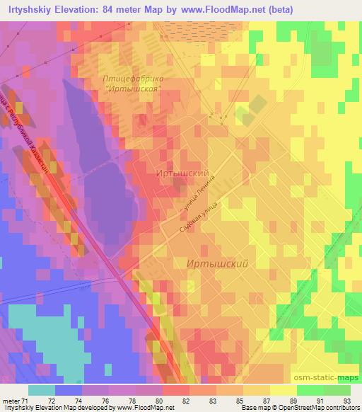 Irtyshskiy,Russia Elevation Map