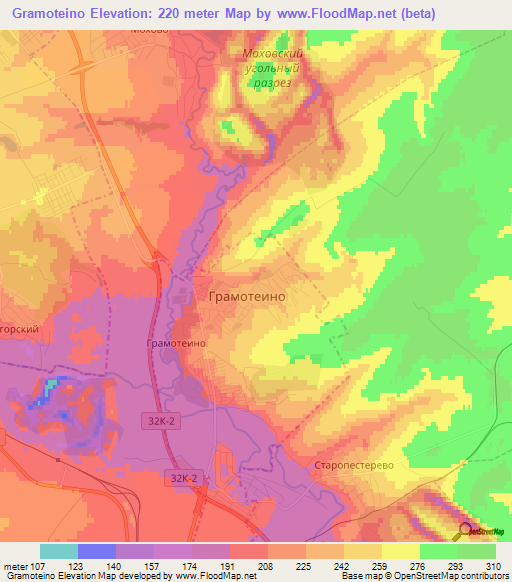 Gramoteino,Russia Elevation Map