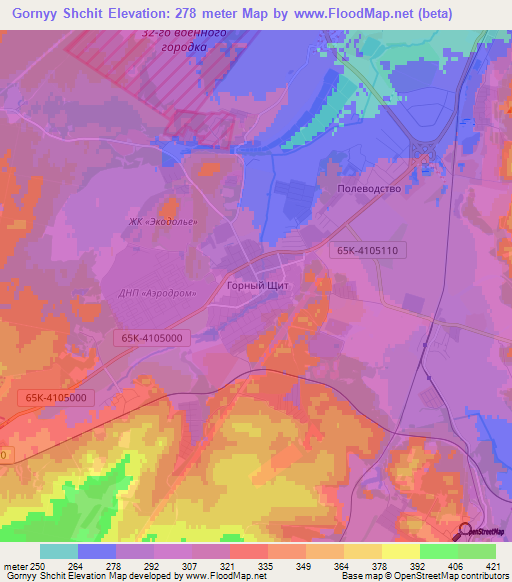 Gornyy Shchit,Russia Elevation Map