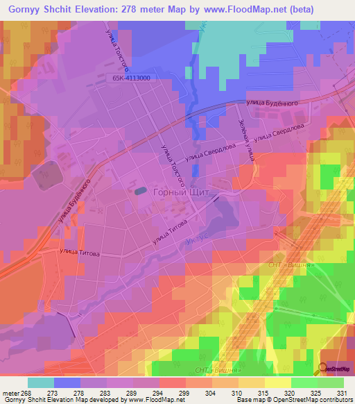 Gornyy Shchit,Russia Elevation Map