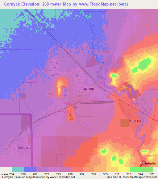 Gornyak,Russia Elevation Map