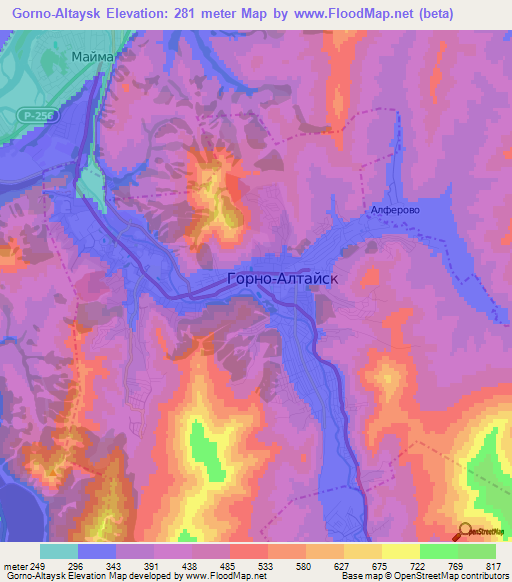 Gorno-Altaysk,Russia Elevation Map