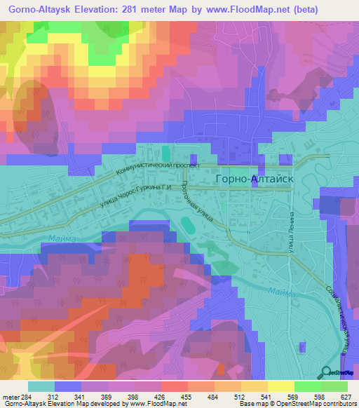 Gorno-Altaysk,Russia Elevation Map