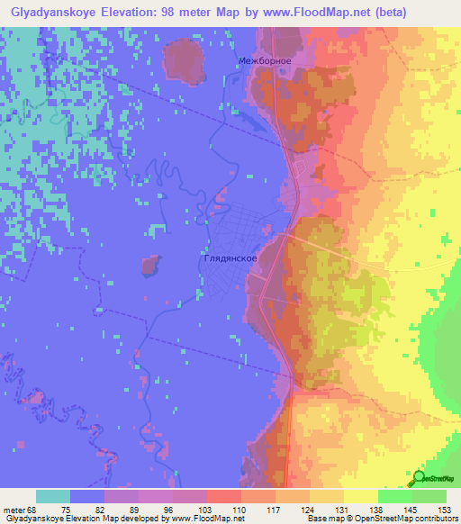 Glyadyanskoye,Russia Elevation Map