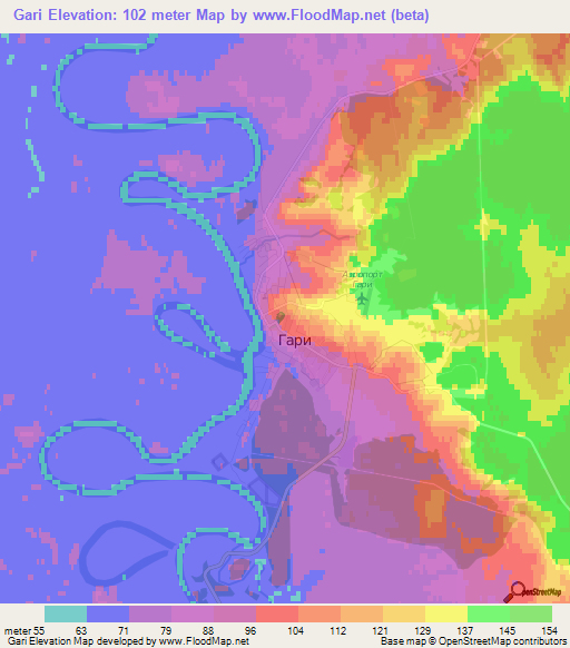 Gari,Russia Elevation Map