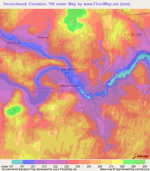 Dvurechensk,Russia Elevation Map