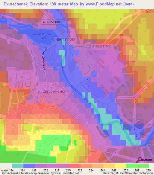 Dvurechensk,Russia Elevation Map