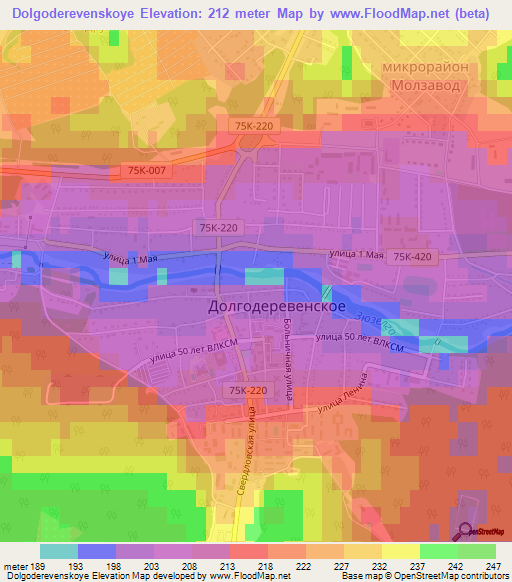 Dolgoderevenskoye,Russia Elevation Map