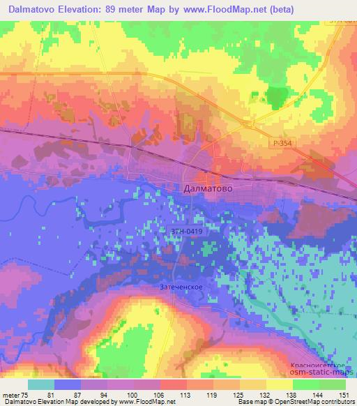 Dalmatovo,Russia Elevation Map