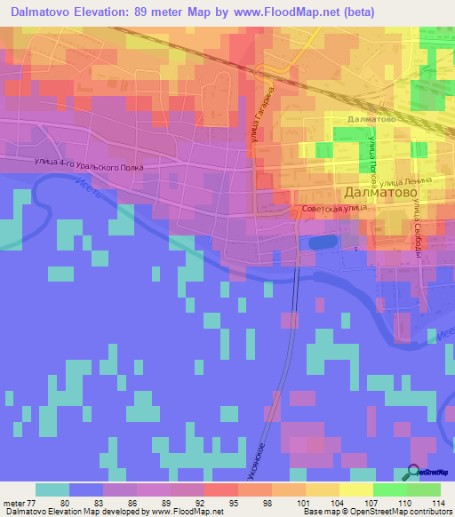 Dalmatovo,Russia Elevation Map