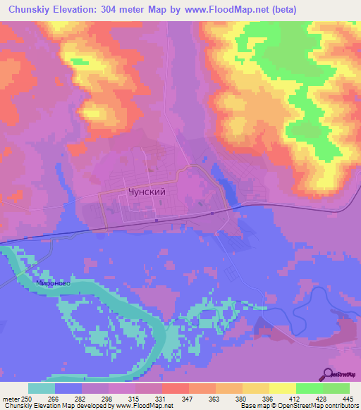 Chunskiy,Russia Elevation Map