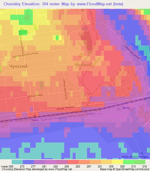 Chunskiy,Russia Elevation Map