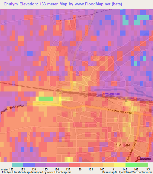 Chulym,Russia Elevation Map