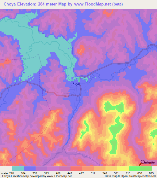 Choya,Russia Elevation Map