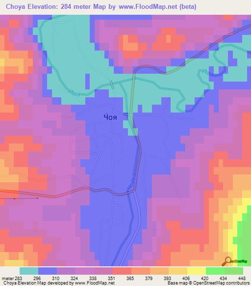 Choya,Russia Elevation Map