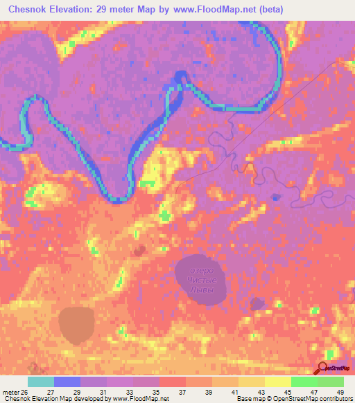 Chesnok,Russia Elevation Map