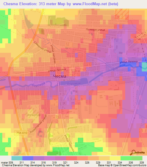 Chesma,Russia Elevation Map