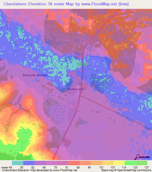 Chervishevo,Russia Elevation Map