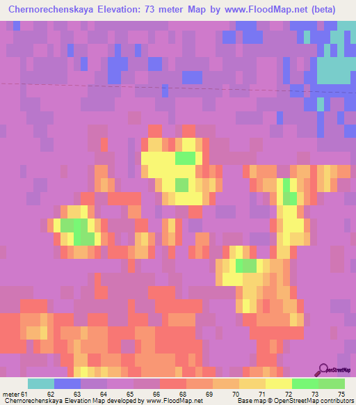 Chernorechenskaya,Russia Elevation Map