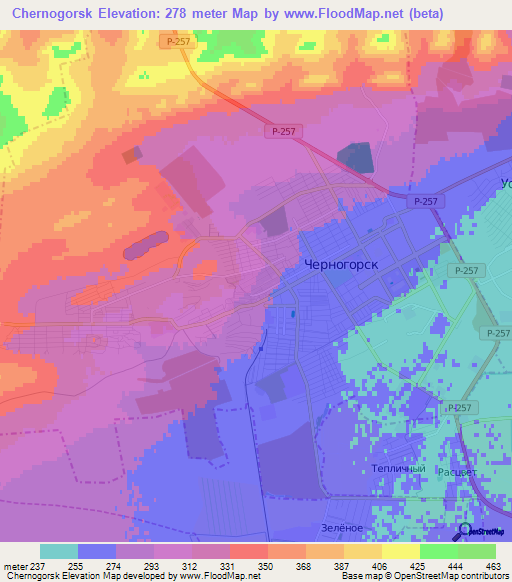 Chernogorsk,Russia Elevation Map