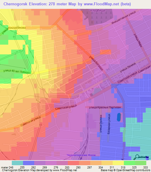 Chernogorsk,Russia Elevation Map