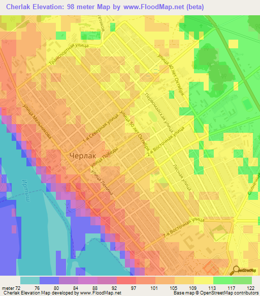 Cherlak,Russia Elevation Map