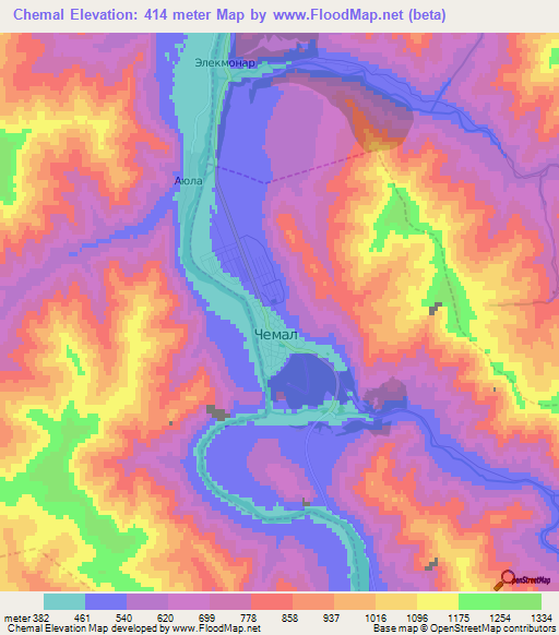 Chemal,Russia Elevation Map