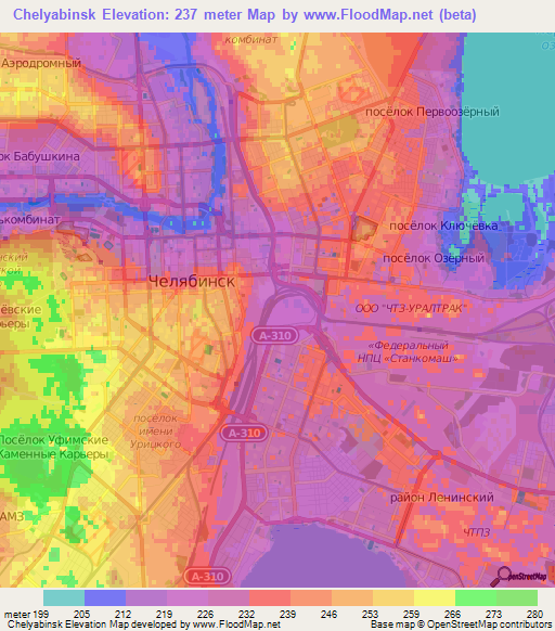 Elevation of Chelyabinsk,Russia Elevation Map, Topography, Contour