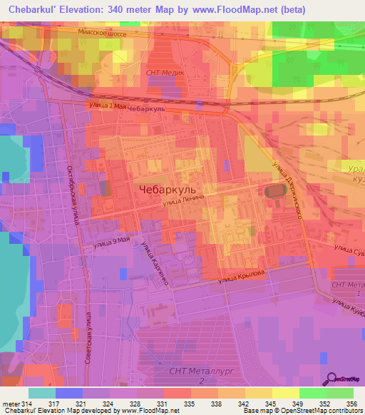 Chebarkul',Russia Elevation Map