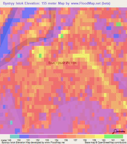 Bystryy Istok,Russia Elevation Map