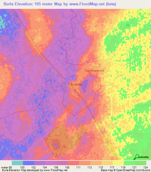 Burla,Russia Elevation Map