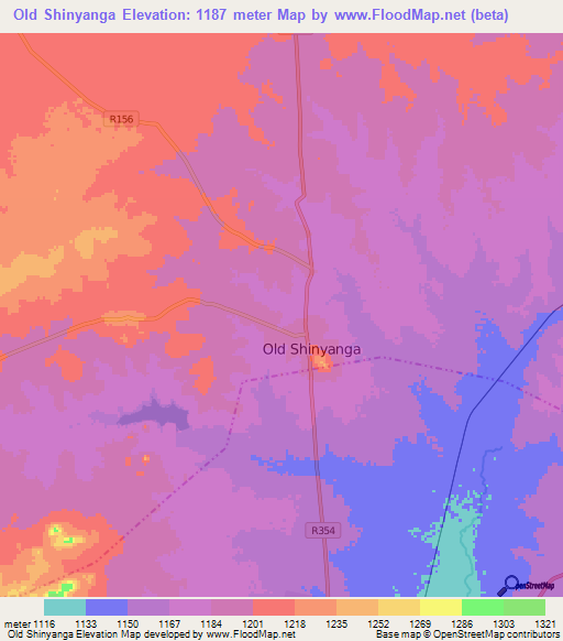 Old Shinyanga,Tanzania Elevation Map