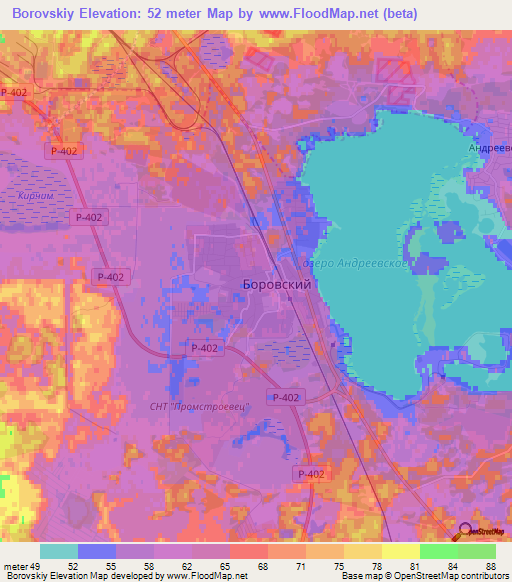 Borovskiy,Russia Elevation Map