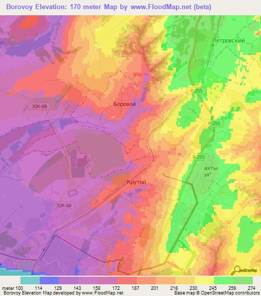 Borovoy,Russia Elevation Map