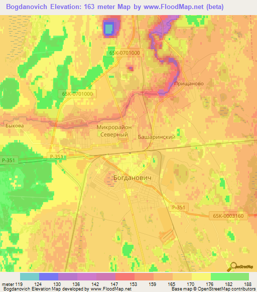 Bogdanovich,Russia Elevation Map