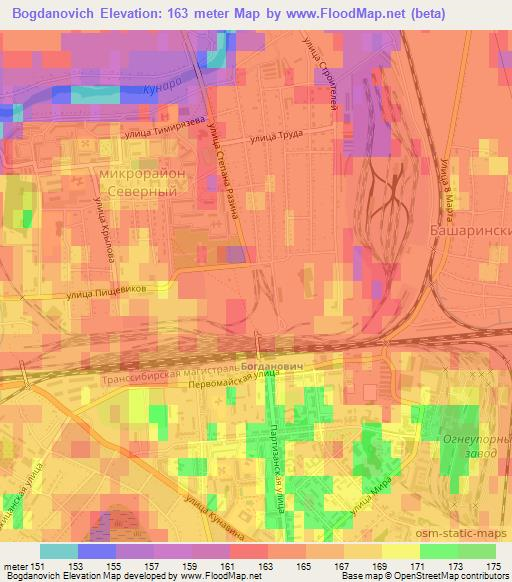 Bogdanovich,Russia Elevation Map