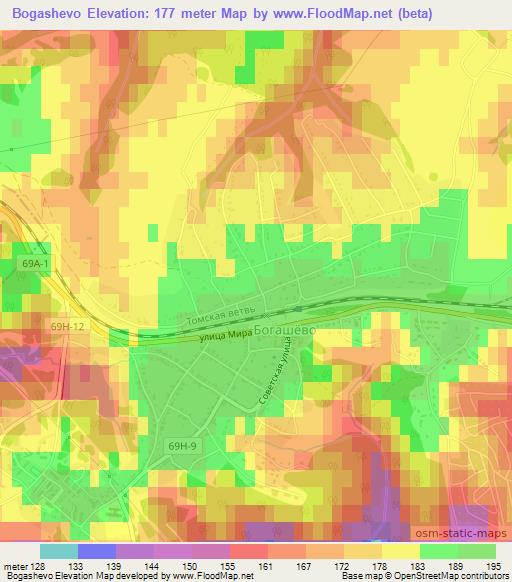 Bogashevo,Russia Elevation Map