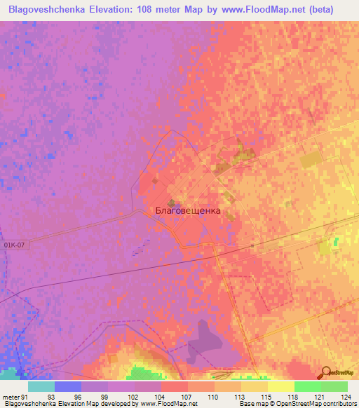 Blagoveshchenka,Russia Elevation Map