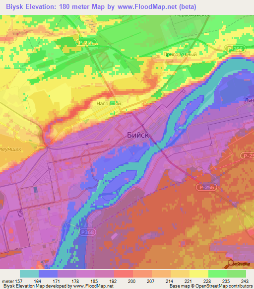 Biysk,Russia Elevation Map