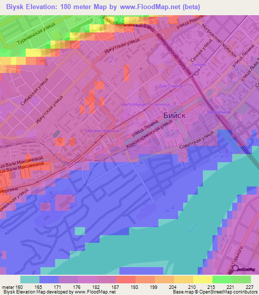 Biysk,Russia Elevation Map